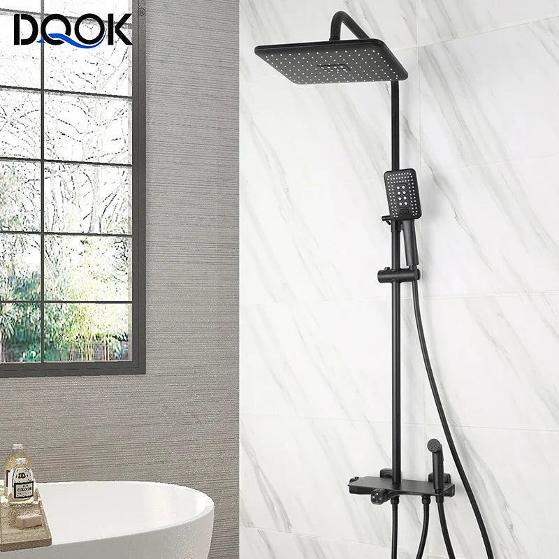 Matte Black Thermostatic Mixer Shower Set