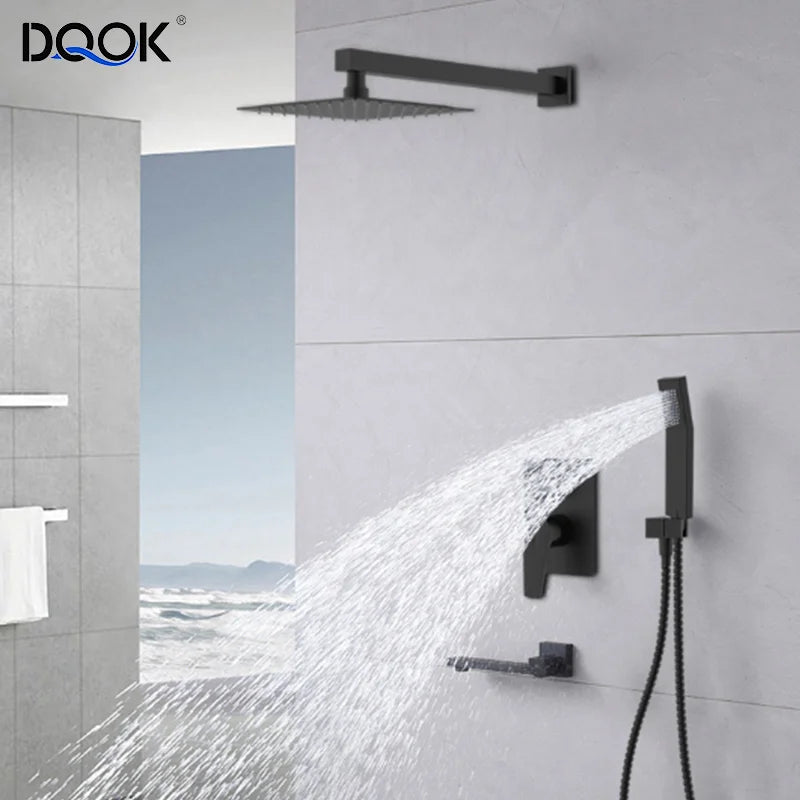 Elevate Black Rainfall Shower Set