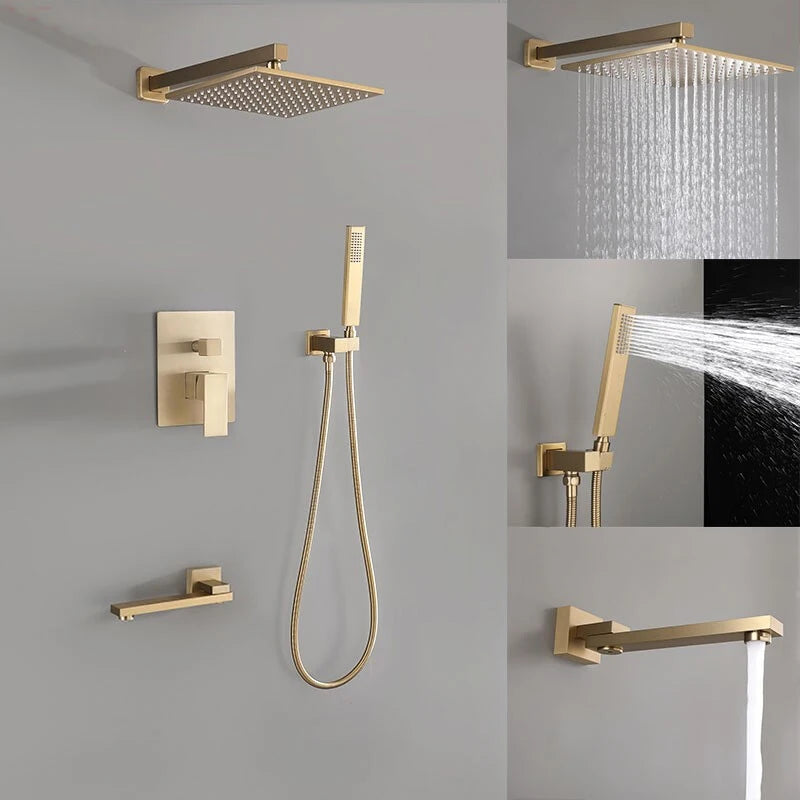 Luxurious Gold-Tone 3-Way Shower System