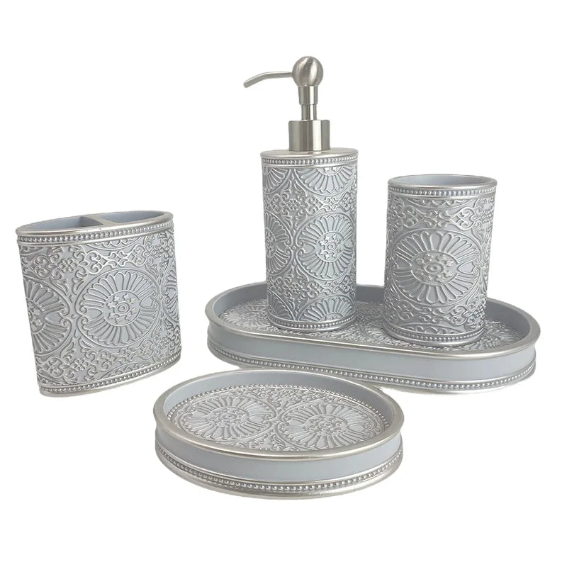 BINO Embossed Ceramic Bathroom Accessory Set